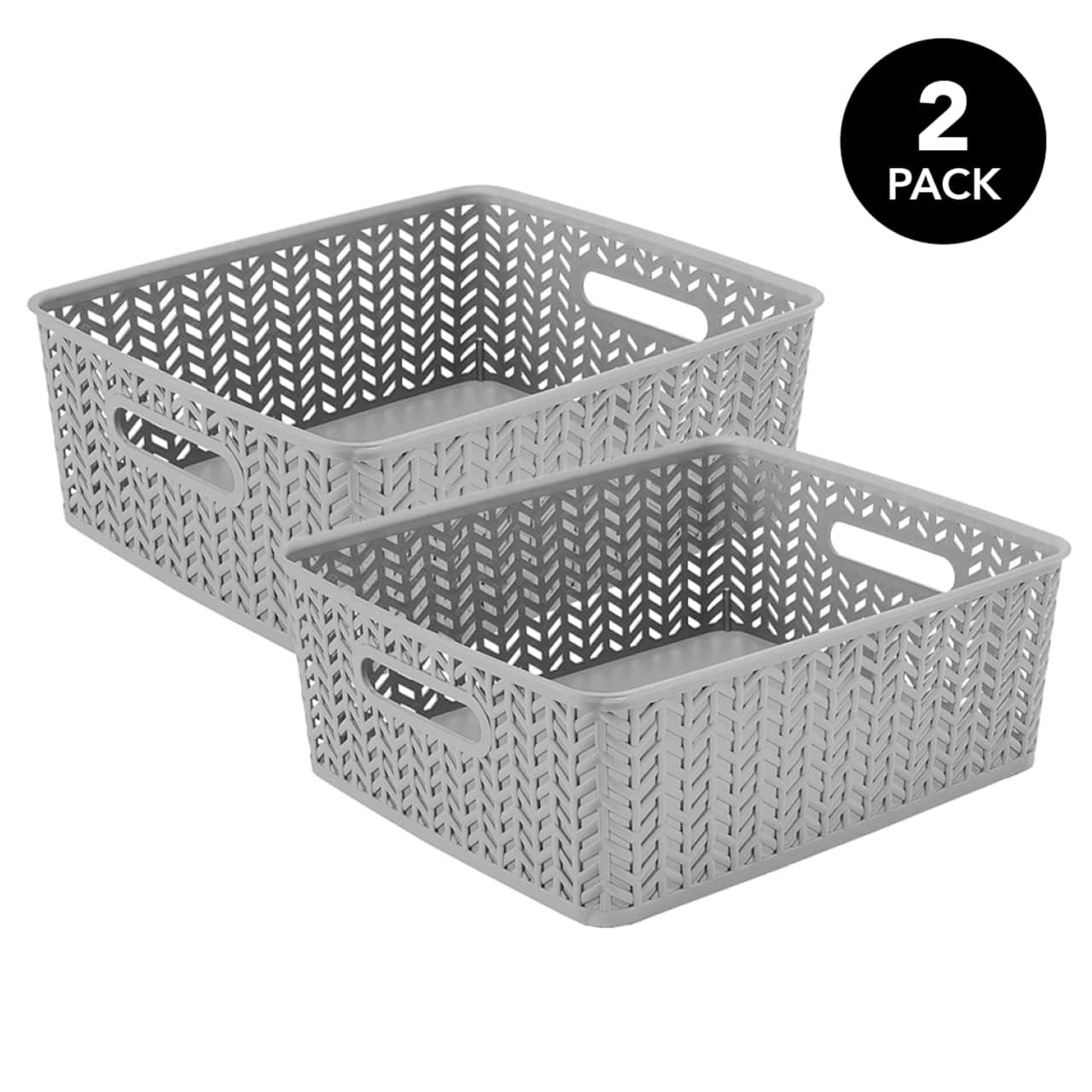 Simplify Medium Herringbone Storage Basket, 2ct.